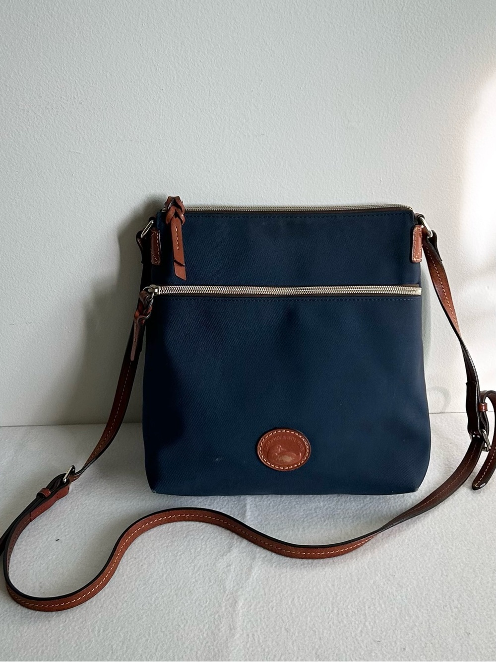 Dooney&Bourke Navy Crossbody Bag with Brown Leather Trim